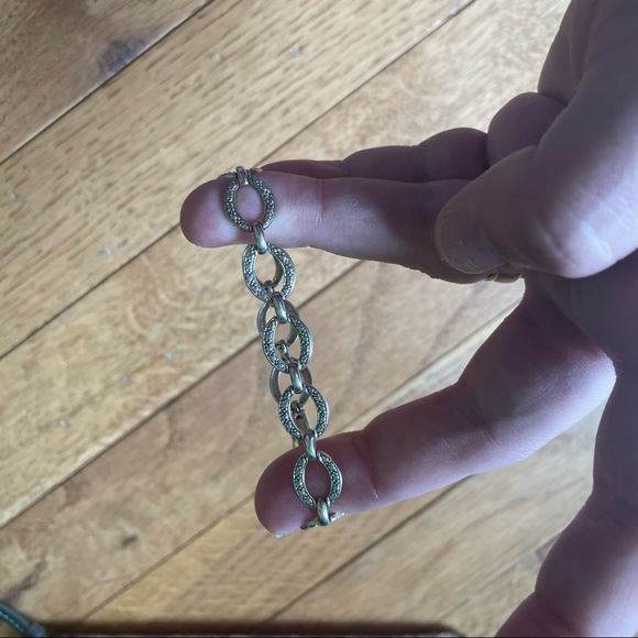 925 SILVER GOLD PLATE OVAL LINK BRACELET - Picture 5 of 6